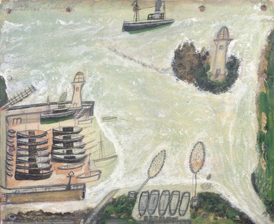Porto di St. Ives e Faro di Godrevy, c.1930 da Alfred Wallis