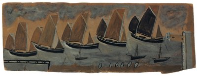 Porto di St. Ives con cinque barche a vela da Alfred Wallis
