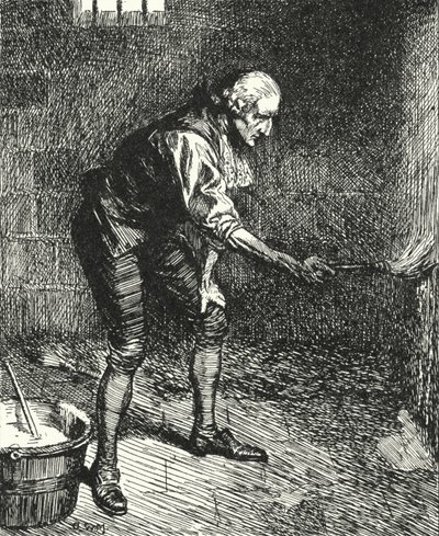 Il riformatore carcerario inglese John Howard pulisce le pareti della sua cella mentre è in quarantena a Venezia da Alfred Wallis Mills