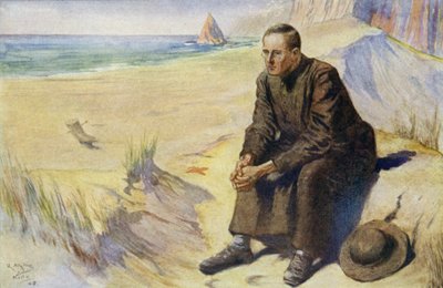 Padre Damien, missionario cattolico belga, nella sua missione alla colonia di lebbrosi a Molokai, Hawaii da Alfred Wallis Mills
