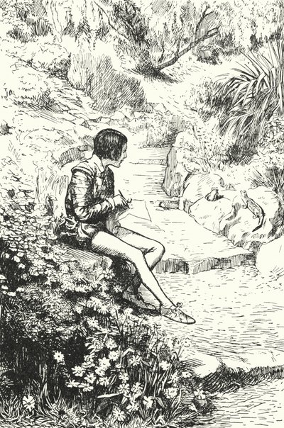 Il vasaio francese Bernard Palissy osserva le lucertole nel giardino da ragazzo da Alfred Wallis Mills