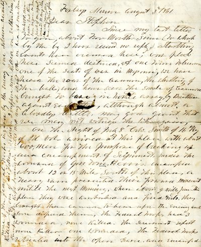 Lettera [di Alfred Warner] a Stephen, 3 agosto 1861 da Alfred Warner
