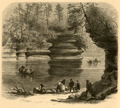 Steamboat Rock, Fiume Wisconsin da Alfred Rudolph Waud