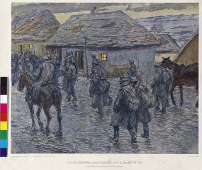 Le truppe Honved marciano su Lubartov 1915 da Alfred Wesemann