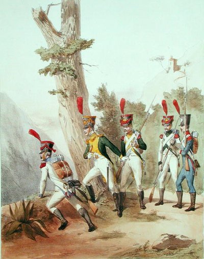 Truppe francesi, inciso da Gustave David da Alfred de (after) Marbot