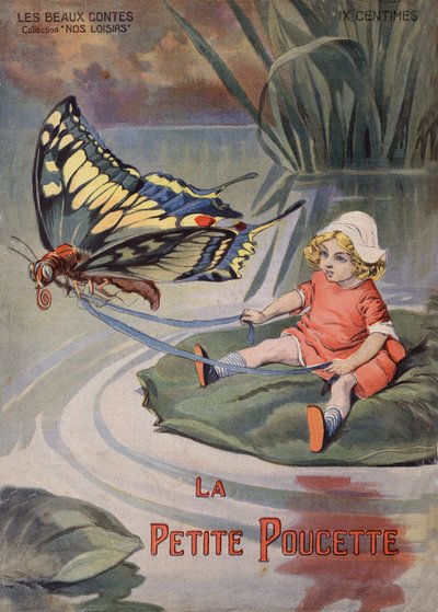La piccola Pollicina. Una piccola bambina seduta su un giglio d