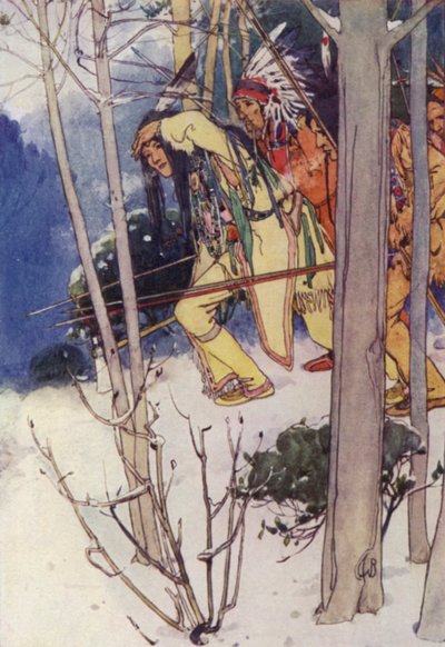Gli indiani si avvicinarono silenziosamente (litografia a colori) da Alice Bolingbroke (after) Woodward