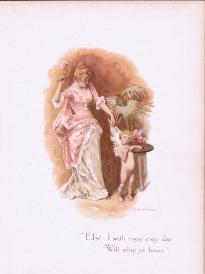 Io con le rose ogni giorno, ti frusterò via., da Some Old Love Songs pubblicato da Hildesheimer & Faulkner, 1892 da Alice Havers