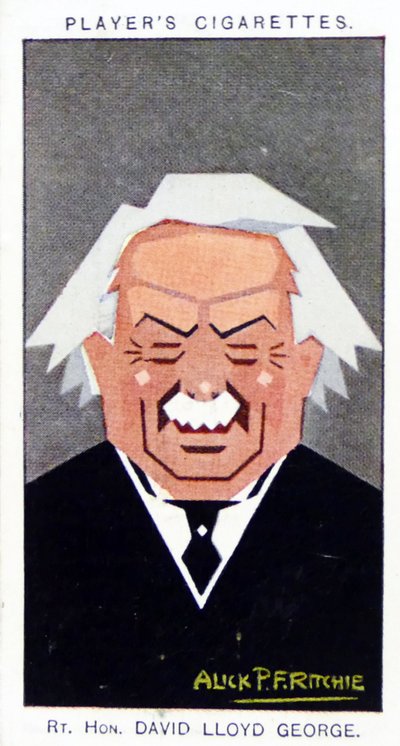 Carta di sigarette Player del 1926 raffigurante: David Lloyd George da Alick Penrose Forbes Ritchie