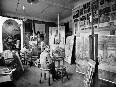 Sala dei pittori dello Stabilimento Fotografico Fratelli Alinari in via Nazionale, Firenze da Fratelli Alinari