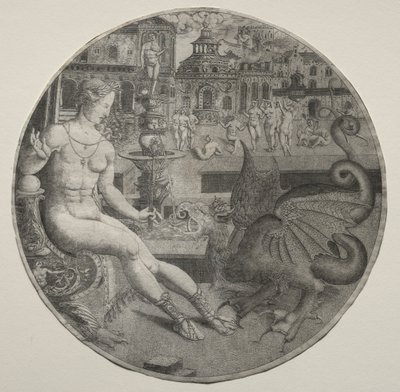 Donna nuda e un drago, 1523 da Allaert Claesz