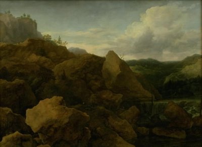 Paesaggio montano con cascata da Allaert van Everdingen