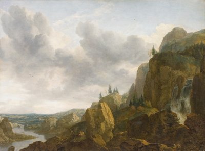Paesaggio montano del nord con cascata da Allaert van Everdingen