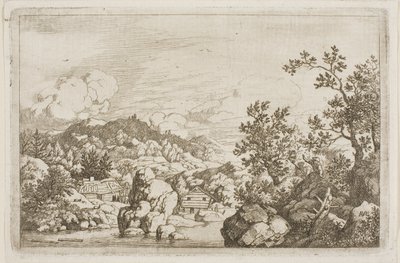 Fiume tra rocce e capanne di legno da Allaert van Everdingen