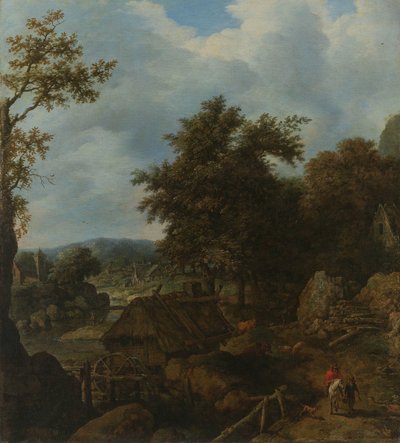 Paesaggio svedese con mulino ad acqua da Allaert van Everdingen
