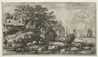 Otto paesaggi (H.57-64): Paesaggio con due barche vuote da Allart van Everdingen