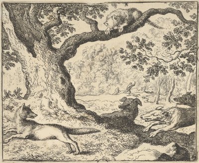 Seguendo la Falsa Storia di Renard, Suo Padre è Inseguito dai Cani da Caccia da Hendrick van ..., 1650-75 da Allart van Everdingen