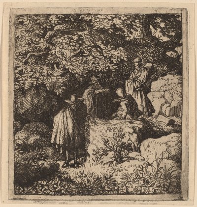 Quattro figure sotto un albero, probabilmente c. 1645-1656 da Allart van Everdingen