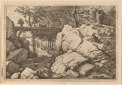 Capra su un piccolo ponte da Allart van Everdingen