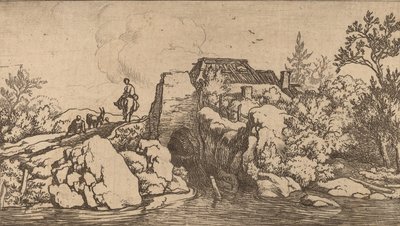 Cavaliere su un ponte di pietra, probabilmente c. 1645-1656 da Allart van Everdingen
