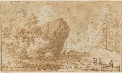Paesaggio con grande roccia da Allart van Everdingen
