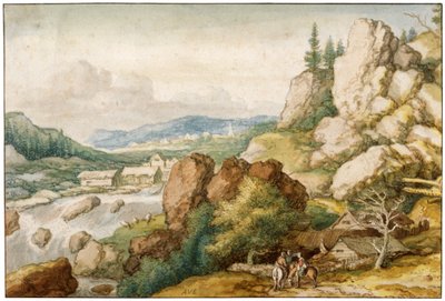 Paesaggio con tre cavalieri da Allart van Everdingen