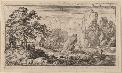 Masso appuntito sulla riva di un fiume da Allart van Everdingen