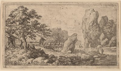 Masso appuntito sulla riva di un fiume, probabilmente c. 1645-1656 da Allart van Everdingen