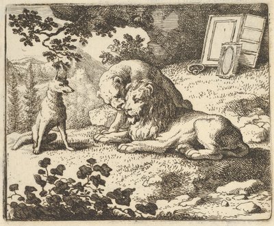 Renard mente che ha dato al montone vari oggetti preziosi destinati al leone, 1650-75 da Allart van Everdingen