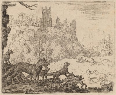 Reynard parte con il tasso, probabilmente c. 1645-1656 da Allart van Everdingen