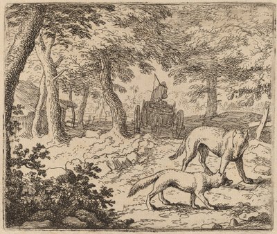 Reynard e il lupo davanti al carro del pesce da Allart van Everdingen