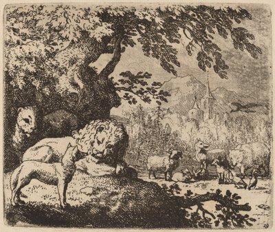 Reynard in consiglio con il leone e la leonessa da Allart van Everdingen