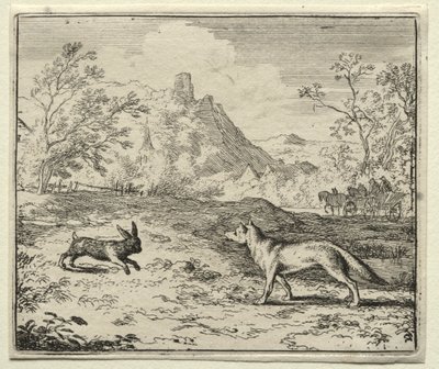 Reynard la volpe: Reynard e il coniglio da Allart van Everdingen