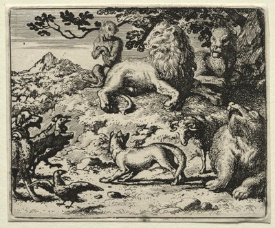 Reynard la Volpe: Gli animali si lamentano del perdono di Reynard da Allart van Everdingen