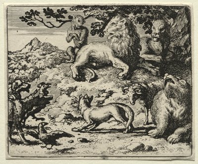 Reynard la Volpe: Gli animali si lamentano del perdono di Reynard da Allart van Everdingen