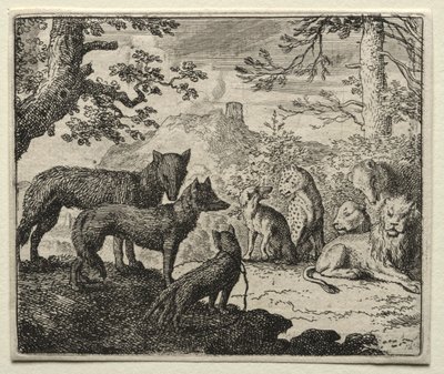 Reynard la Volpe: I parenti di Reynard lasciano la corte da Allart van Everdingen