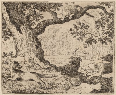 Il padre di Reynard e il gatto inseguiti dai cani, probabilmente c. 1645-1656 da Allart van Everdingen