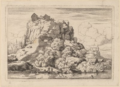 Fiume ai piedi di una roccia alta da Allart van Everdingen