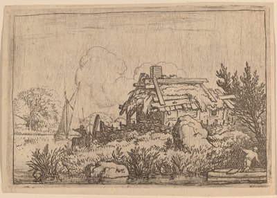 Cottage in rovina, circondato dall