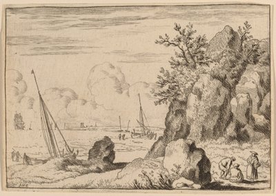 Paesaggio marino con tre figure a destra, probabilmente c. 1645-1656 da Allart van Everdingen