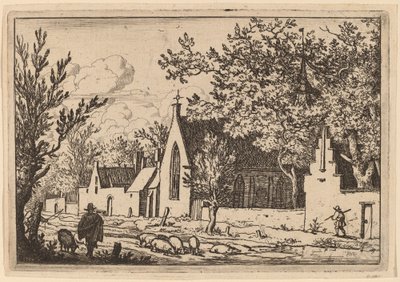 Mandriano di maiali vicino a una cappella, probabilmente c. 1645-1656 da Allart van Everdingen