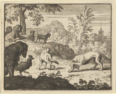 Il leone permette una lotta tra il lupo e Renard, 1650-75 da Allart van Everdingen