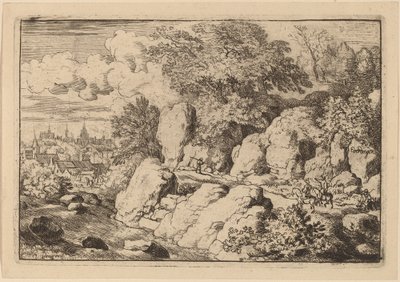 Due cavalieri su un sentiero roccioso da Allart van Everdingen