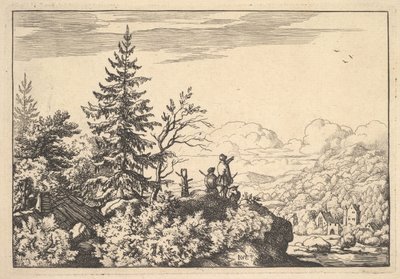 Due uomini su una terrazza rocciosa da Allart van Everdingen