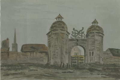Hamstall Ridware Hall - Portinerie: acquerello, nd [1824-1882] da Allen Edward Everitt