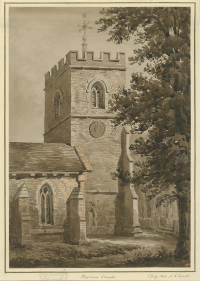 Chiesa di Harborne: disegno a seppia rossa da Allen Edward Everitt