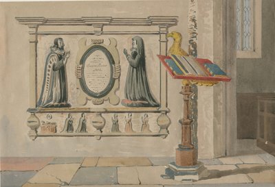 Chiesa di Wednesbury - Monumento a Thomas ed Eleanor Parkes: acquerello, 23 marzo 1843 da Allen Edward Everitt