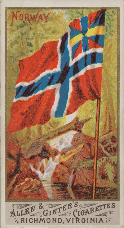 Norvegia, da Bandiere di tutte le nazioni, Serie 1 N9 per Allen & Ginter Cigarettes Brands, 1887 da Allen and Ginter
