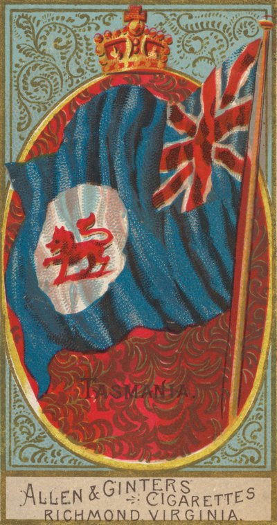 Tasmania, da Bandiere di tutte le nazioni, Serie 2 N10 per Allen & Ginter Cigarettes Brands, 1890 da Allen and Ginter