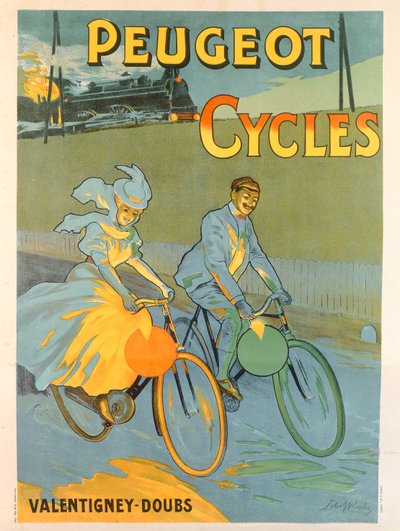 Poster pubblicitario per biciclette Peugeot da Almery Lobel Riche